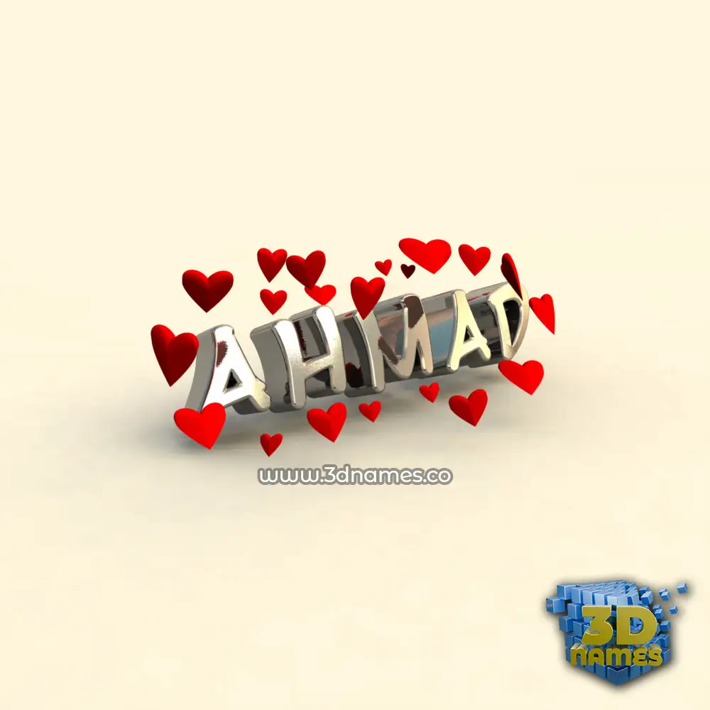 ahmad in In Love style - 3D name wallpaper