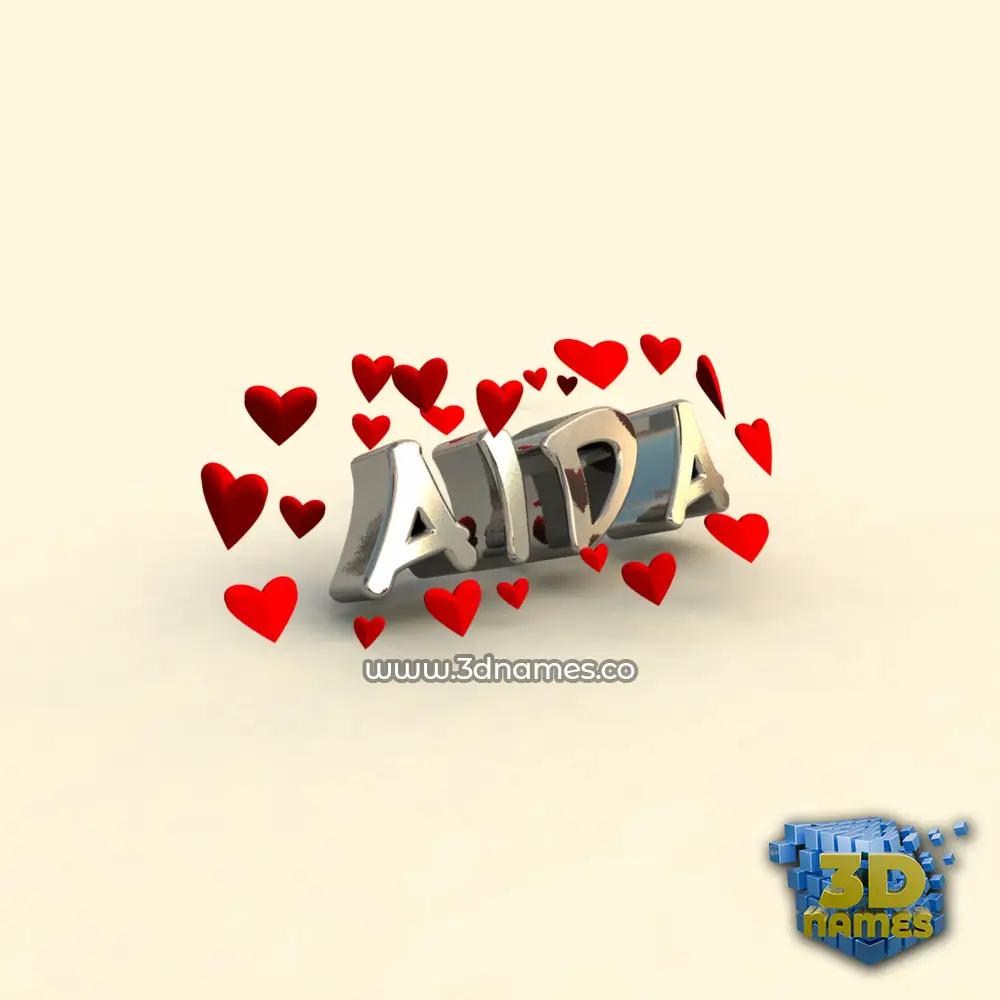 aida in In Love style - 3D name wallpaper