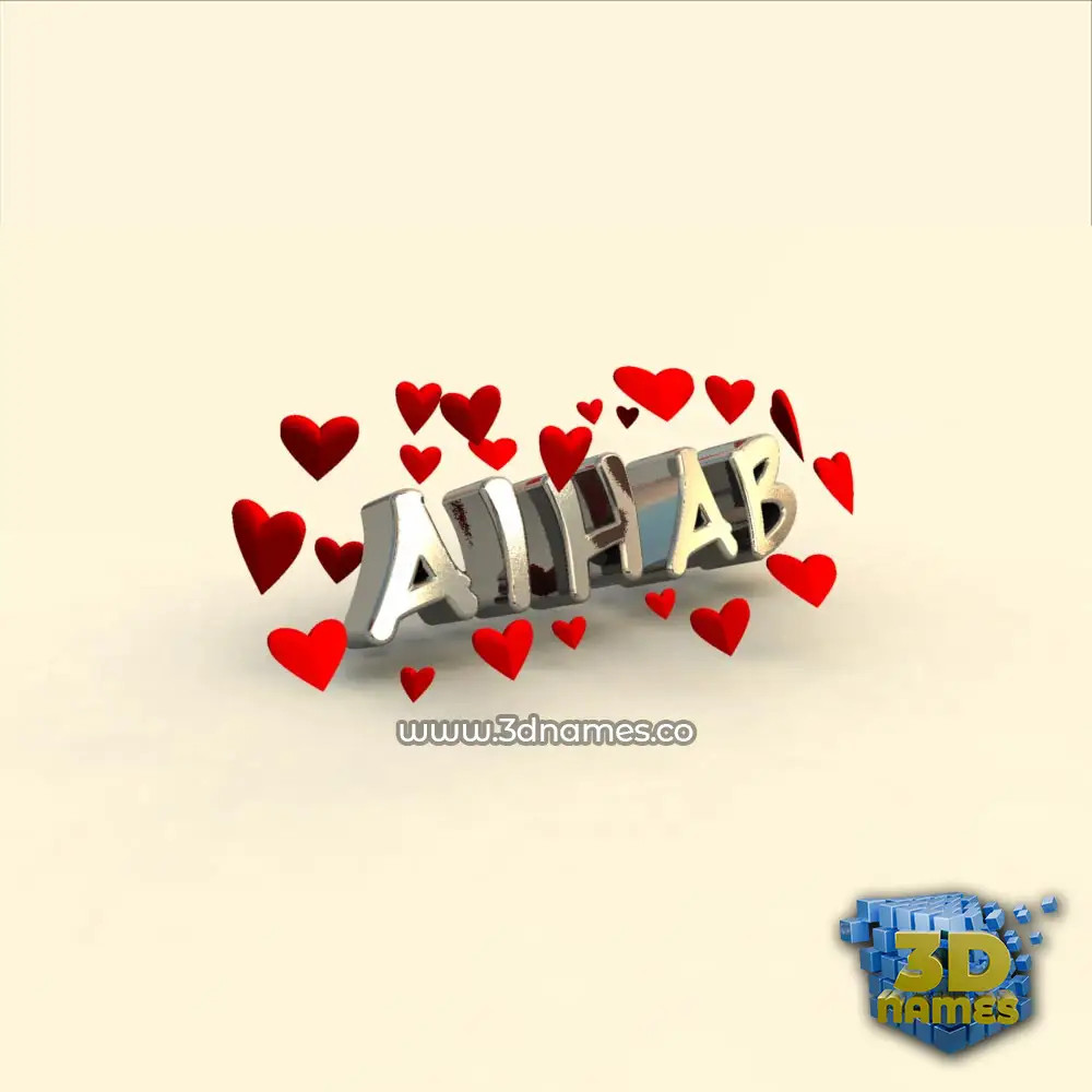 aihab in In Love style - 3D name wallpaper