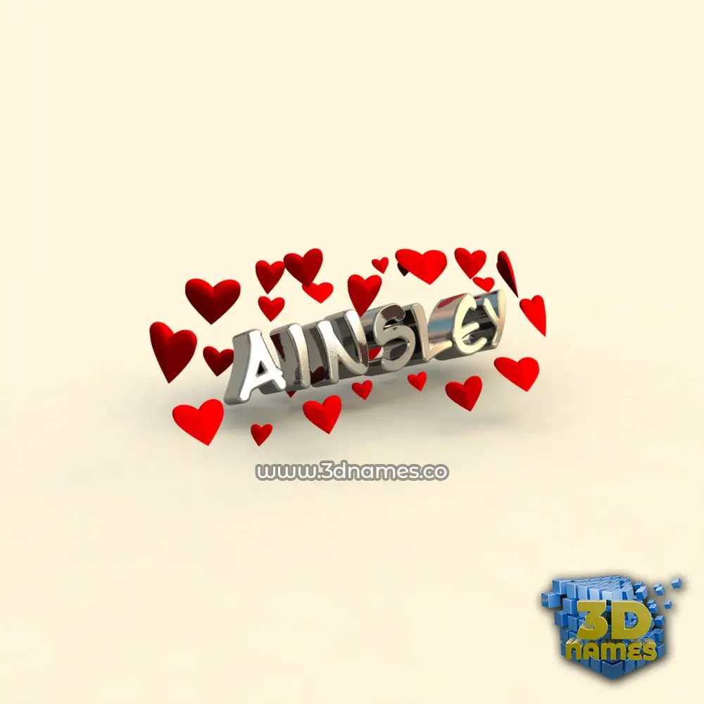 ainsley in In Love style - 3D name wallpaper