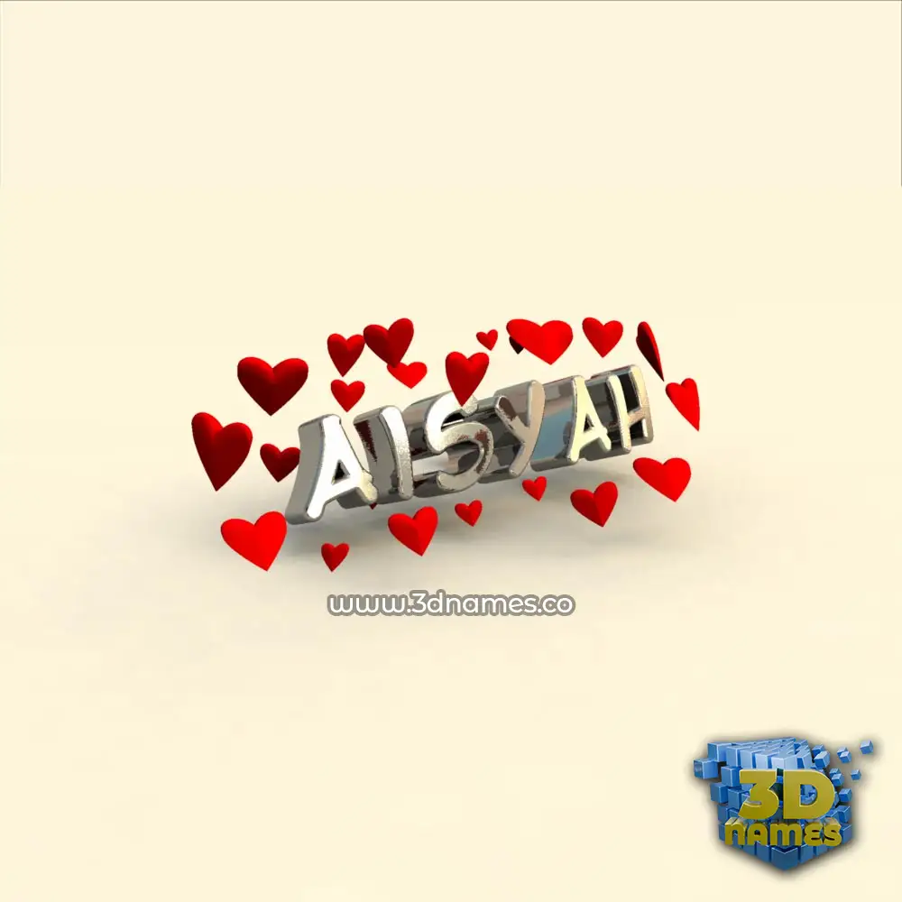 aisyah in In Love style - 3D name wallpaper