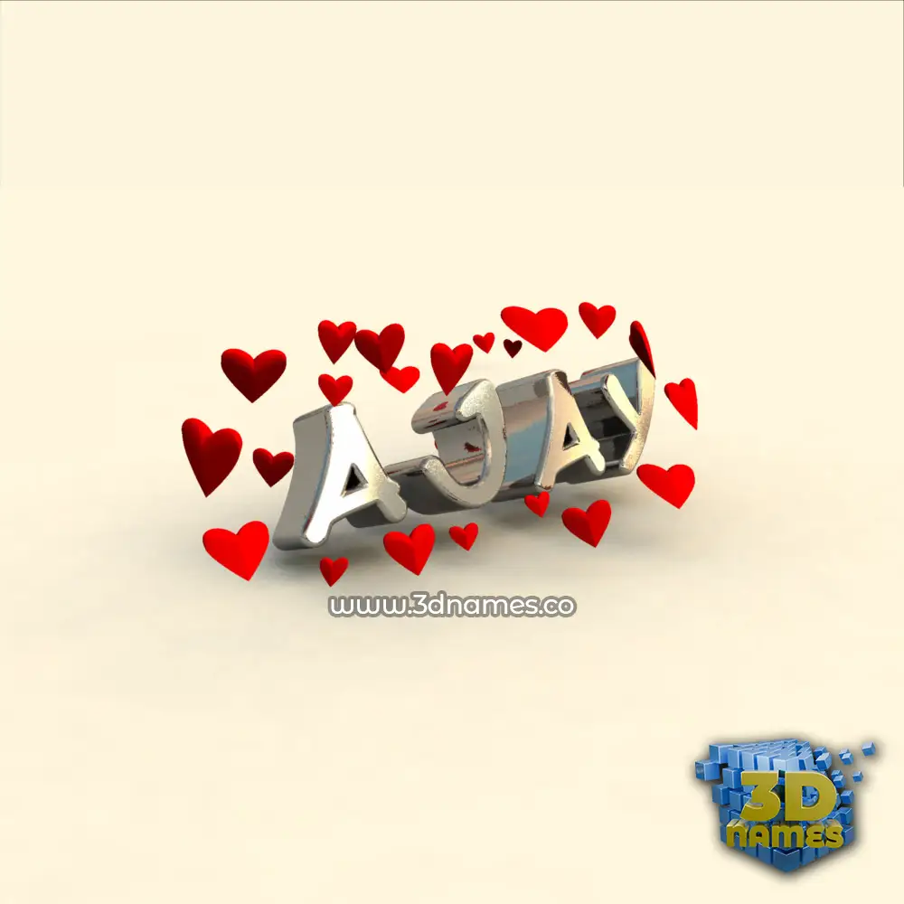 ajay in In Love style - 3D name wallpaper