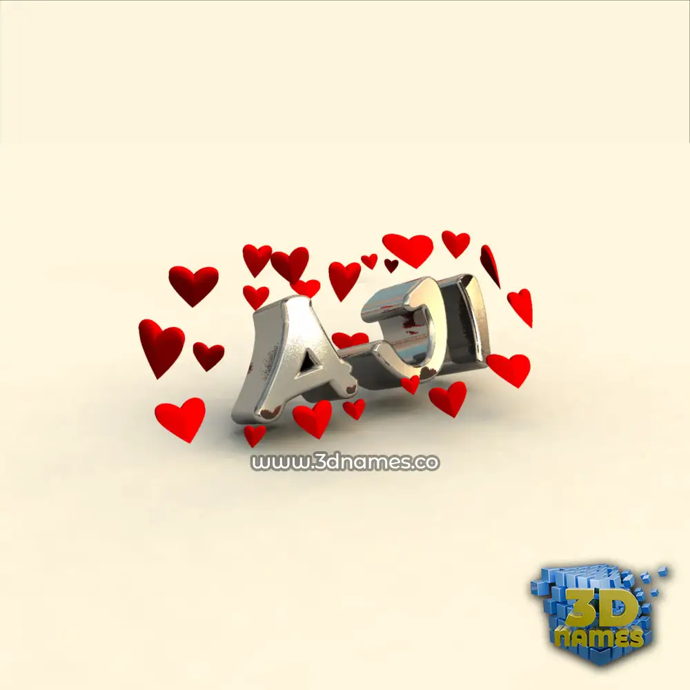 aji in In Love style - 3D name wallpaper