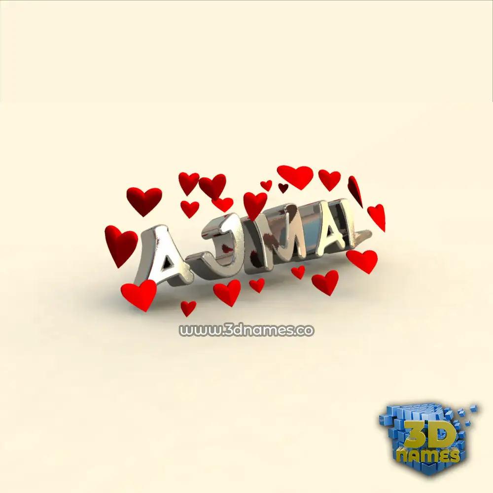 ajmal in In Love style - 3D name wallpaper