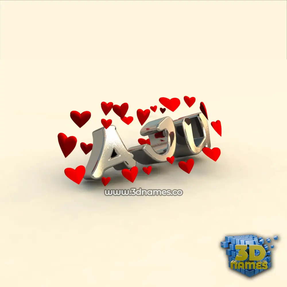 aju in In Love style - 3D name wallpaper