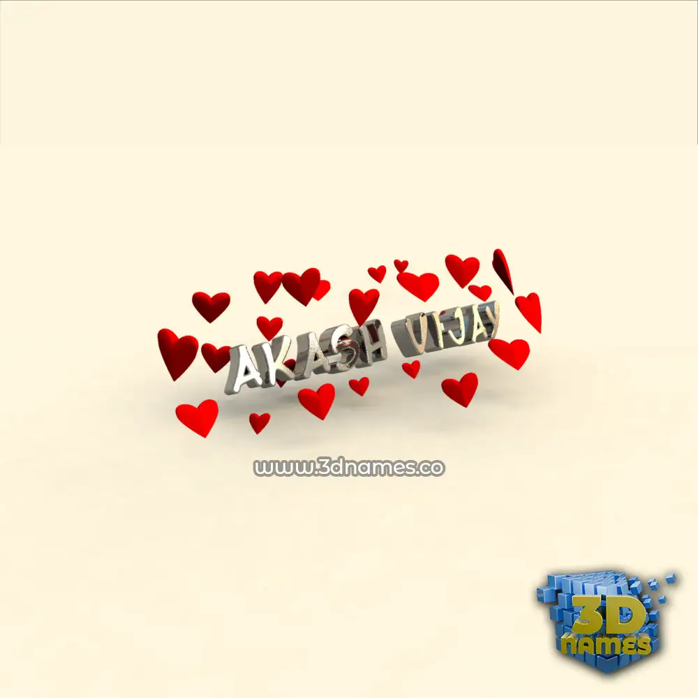 akash vijay in In Love style - 3D name wallpaper