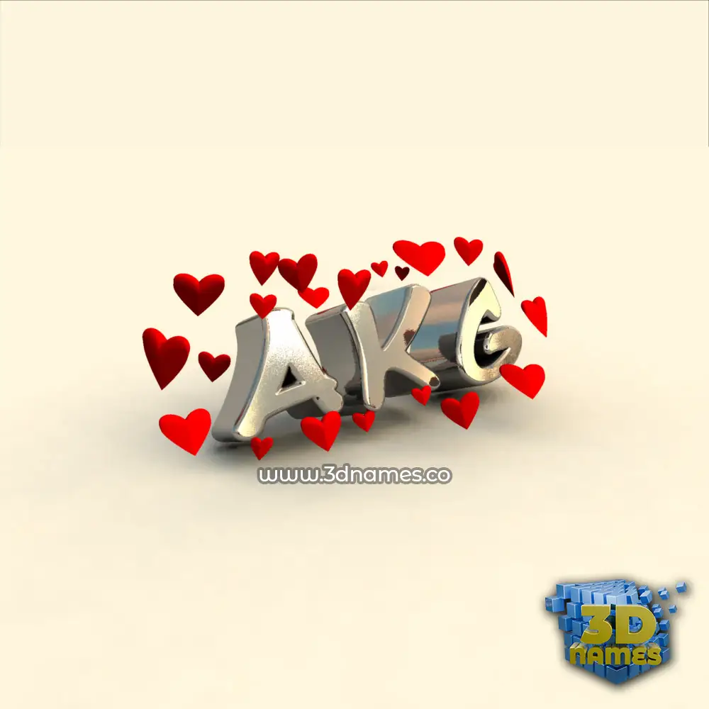 akg in In Love style - 3D name wallpaper