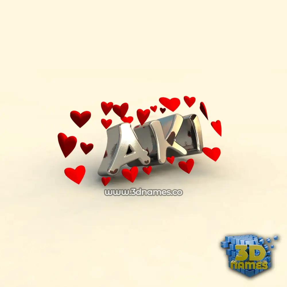 aki in In Love style - 3D name wallpaper