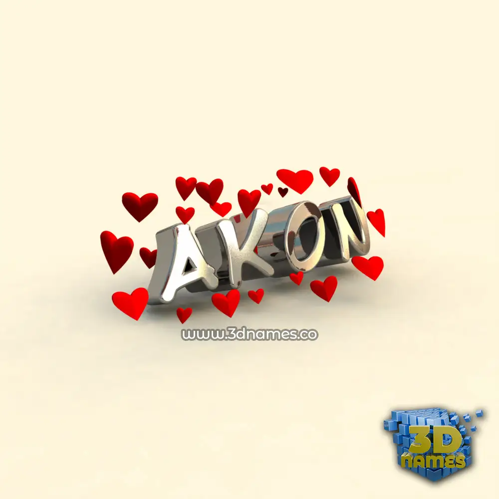 akon in In Love style - 3D name wallpaper