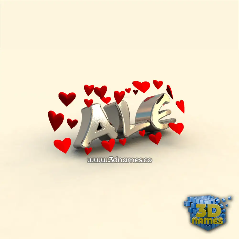 ale in In Love style - 3D name wallpaper