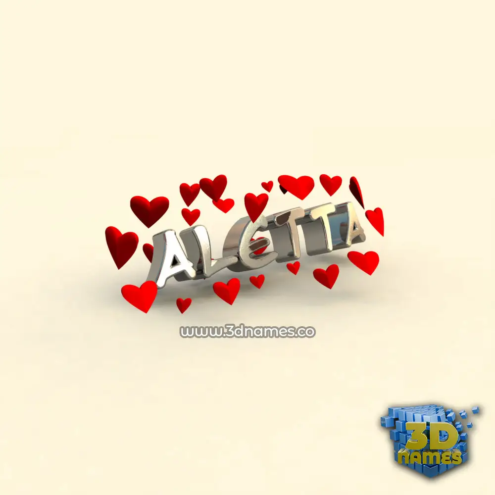 aletta in In Love style - 3D name wallpaper