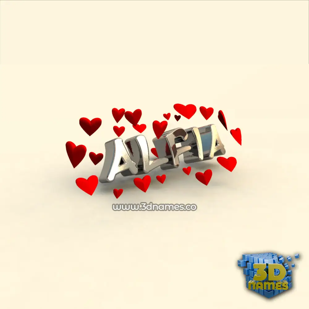 alfia in In Love style - 3D name wallpaper