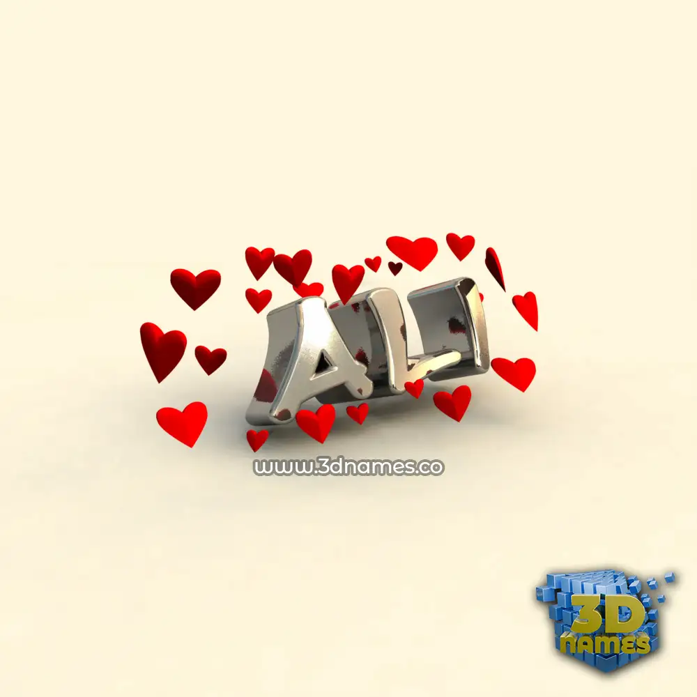 ali in In Love style - 3D name wallpaper
