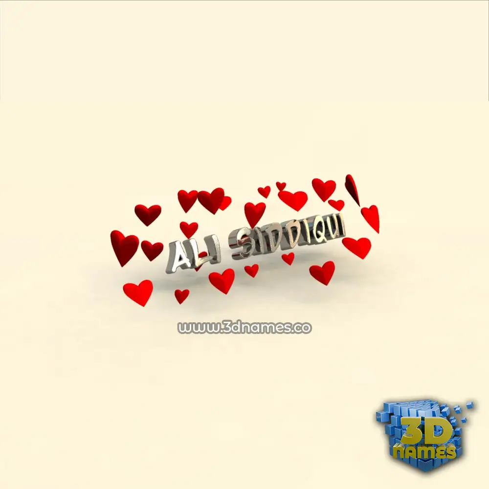 ali siddiqui in In Love style - 3D name wallpaper