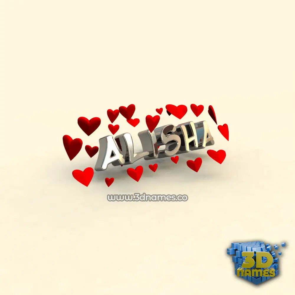 alisha in In Love style - 3D name wallpaper