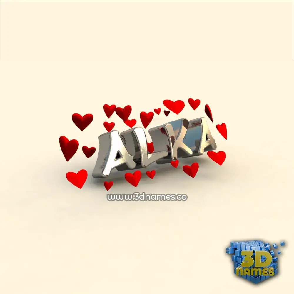 alka in In Love style - 3D name wallpaper