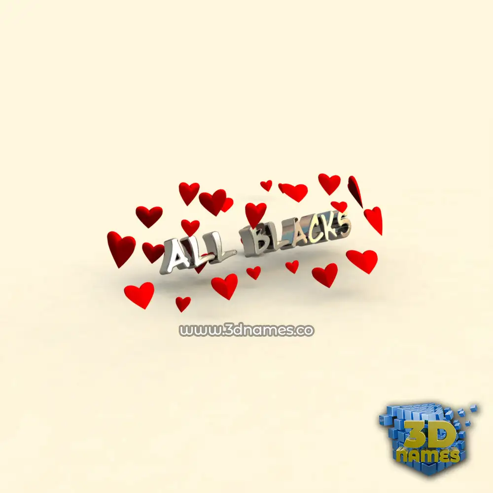 all blacks in In Love style - 3D name wallpaper