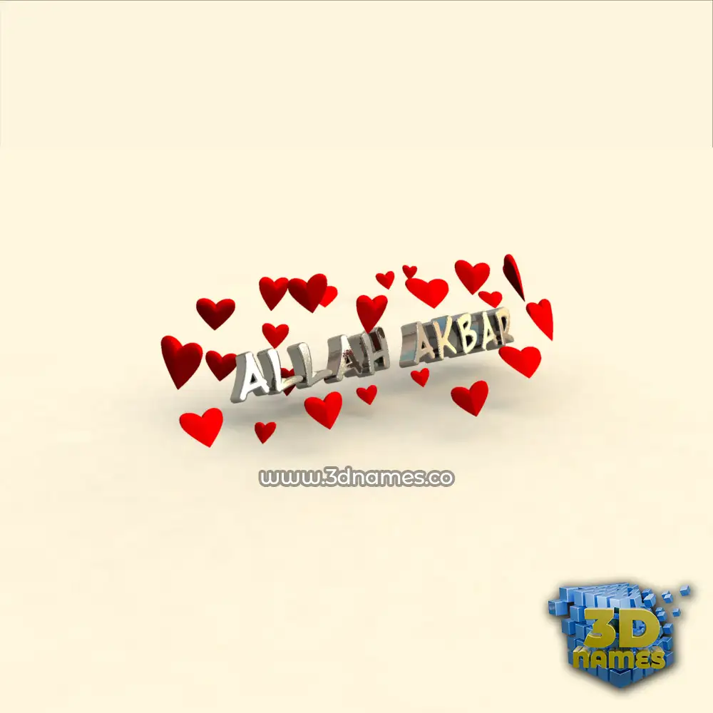 allah akbar in In Love style - 3D name wallpaper