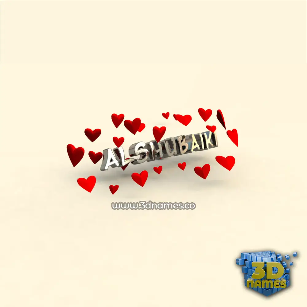 alshubaiki in In Love style - 3D name wallpaper
