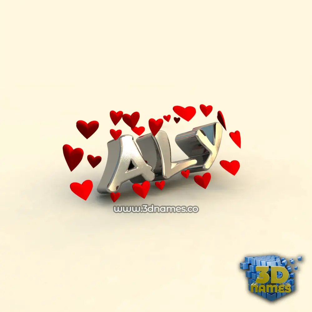 aly in In Love style - 3D name wallpaper