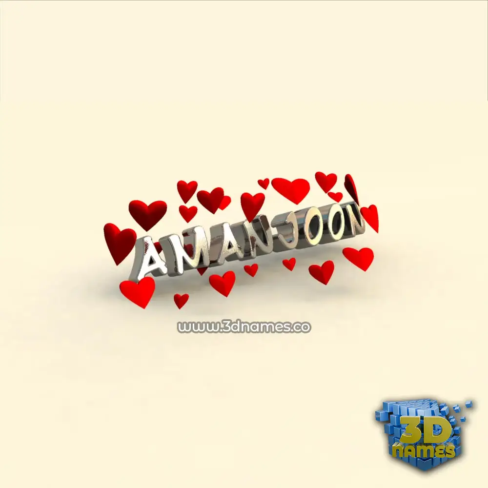 amanjoon in In Love style - 3D name wallpaper