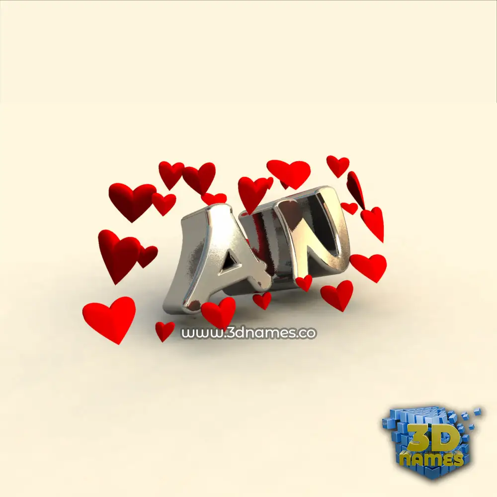 an in In Love style - 3D name wallpaper