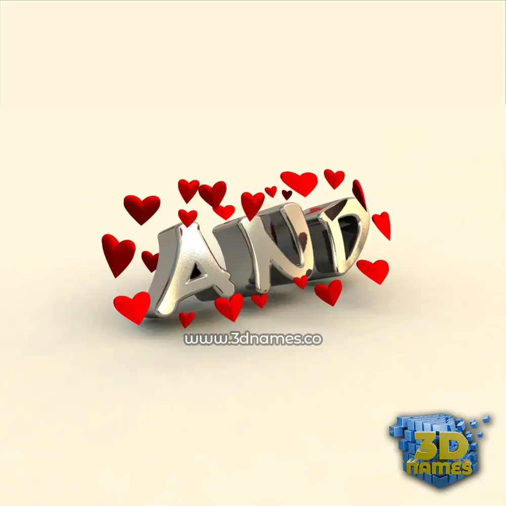 and in In Love style - 3D name wallpaper