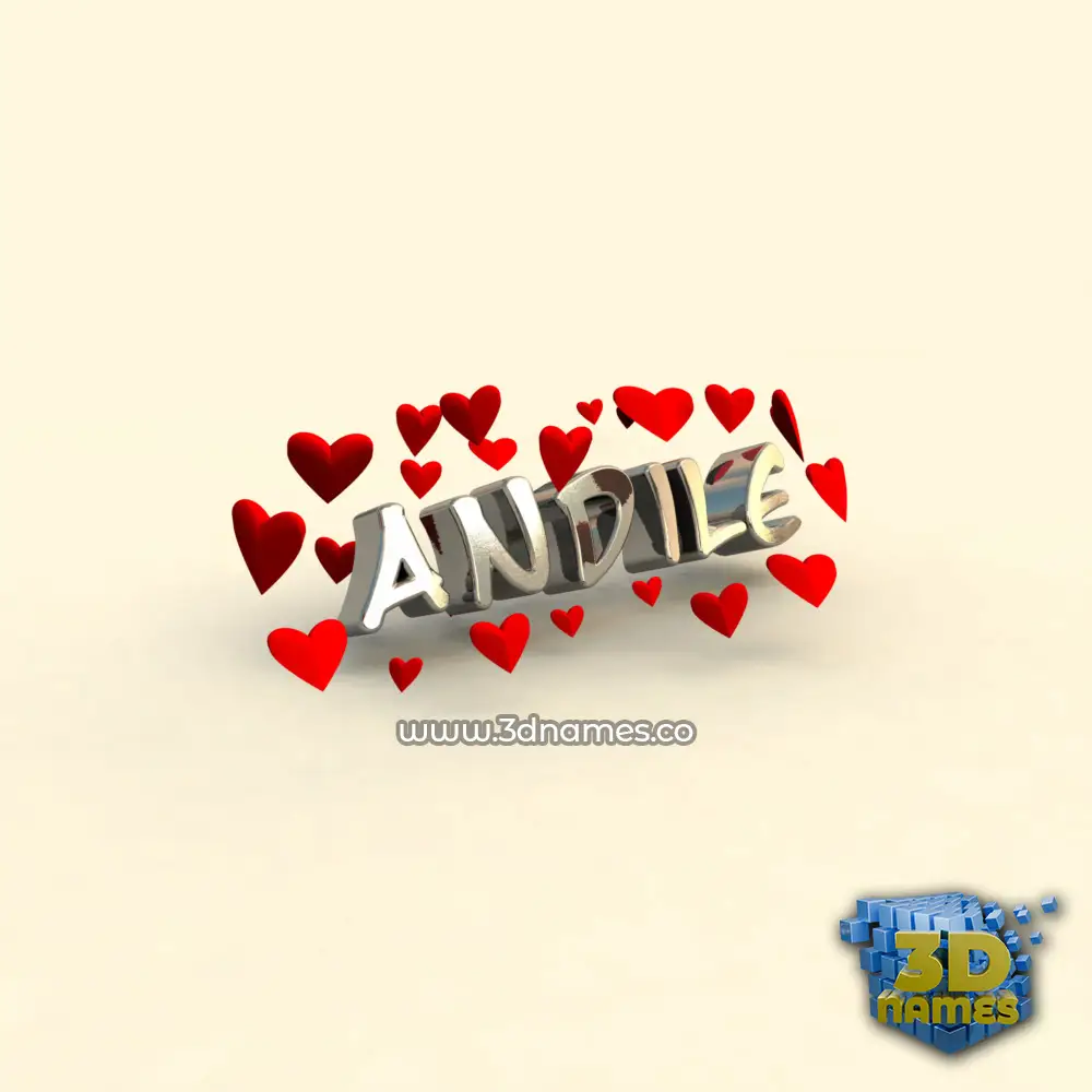 andile in In Love style - 3D name wallpaper