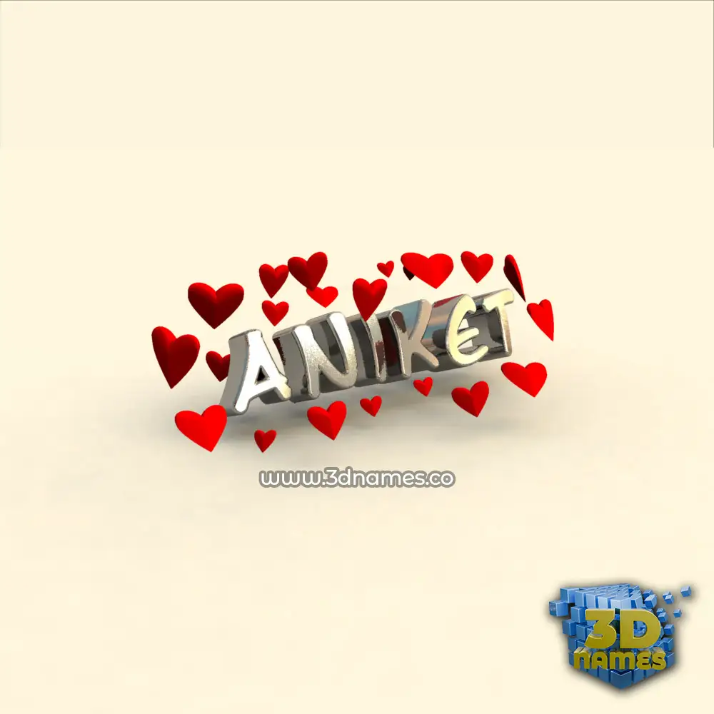 aniket in In Love style - 3D name wallpaper