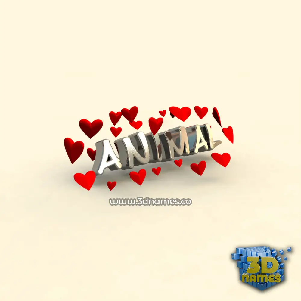 animal in In Love style - 3D name wallpaper