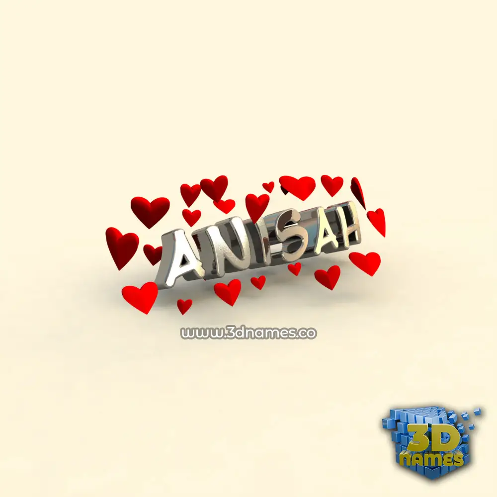 anisah in In Love style - 3D name wallpaper