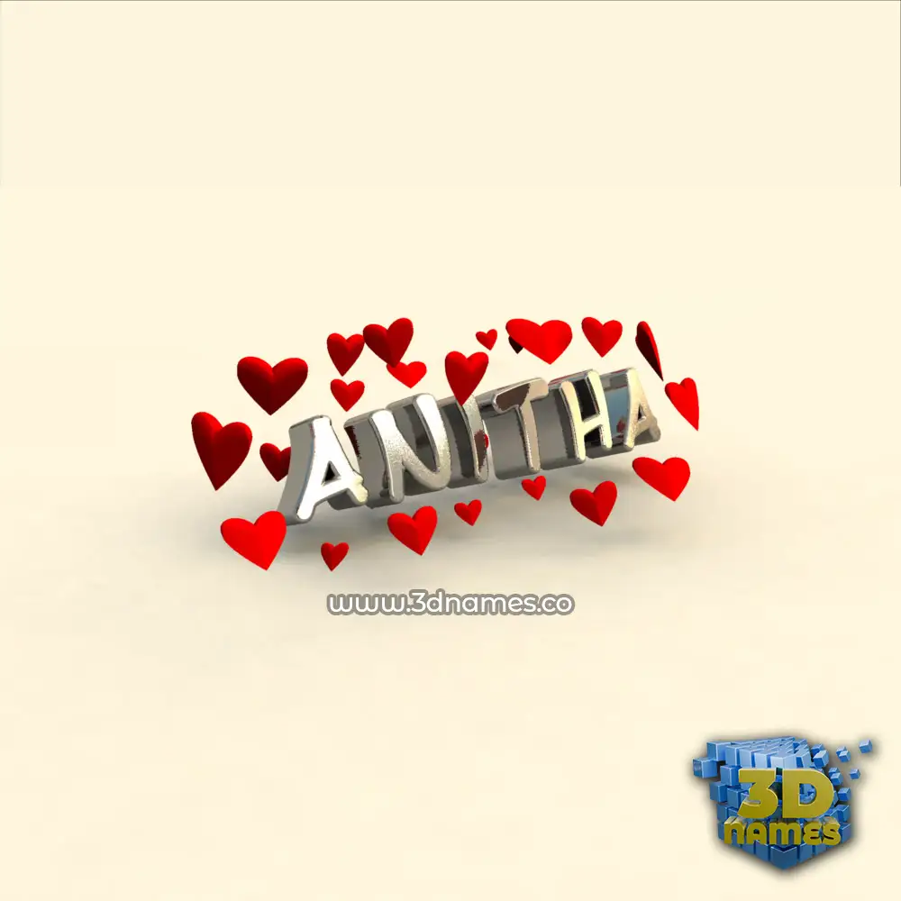 anitha in In Love style - 3D name wallpaper