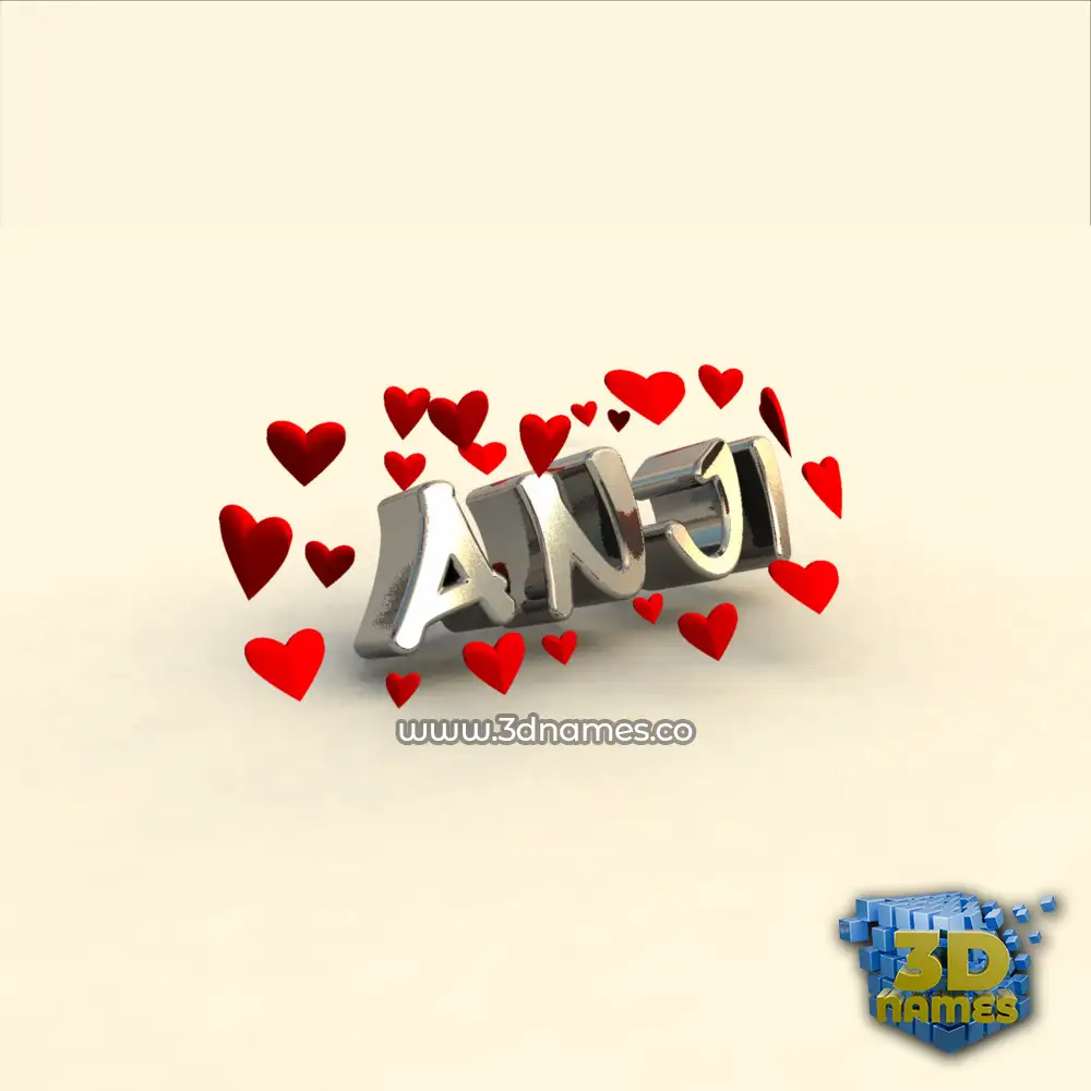 anji in In Love style - 3D name wallpaper