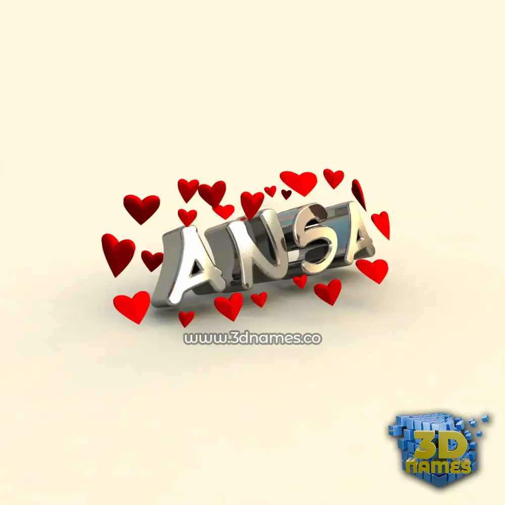 ansa in In Love style - 3D name wallpaper