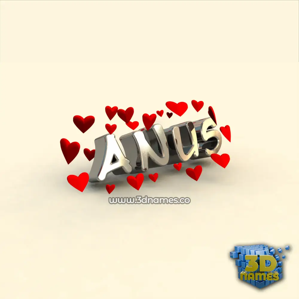 anus in In Love style - 3D name wallpaper