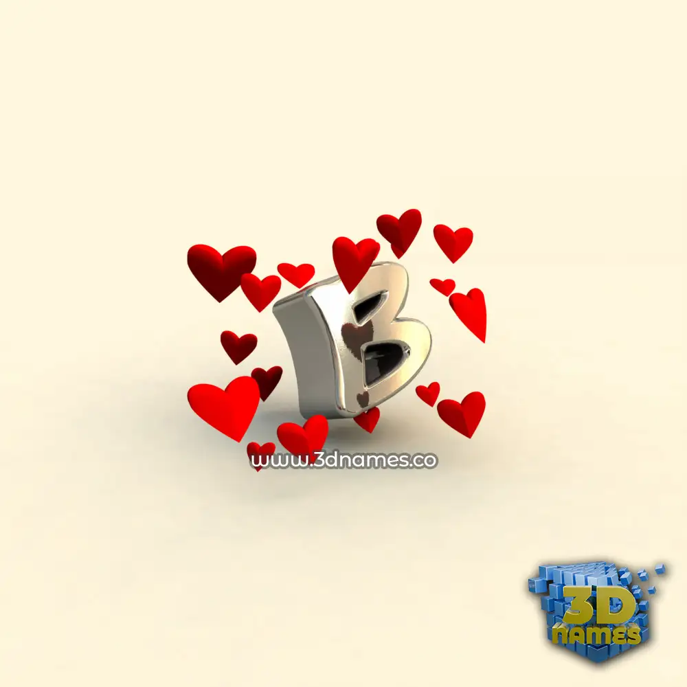 b in In Love style - 3D name wallpaper
