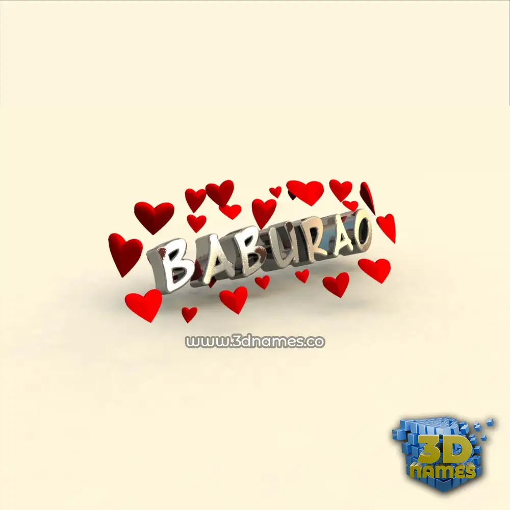 baburao in In Love style - 3D name wallpaper
