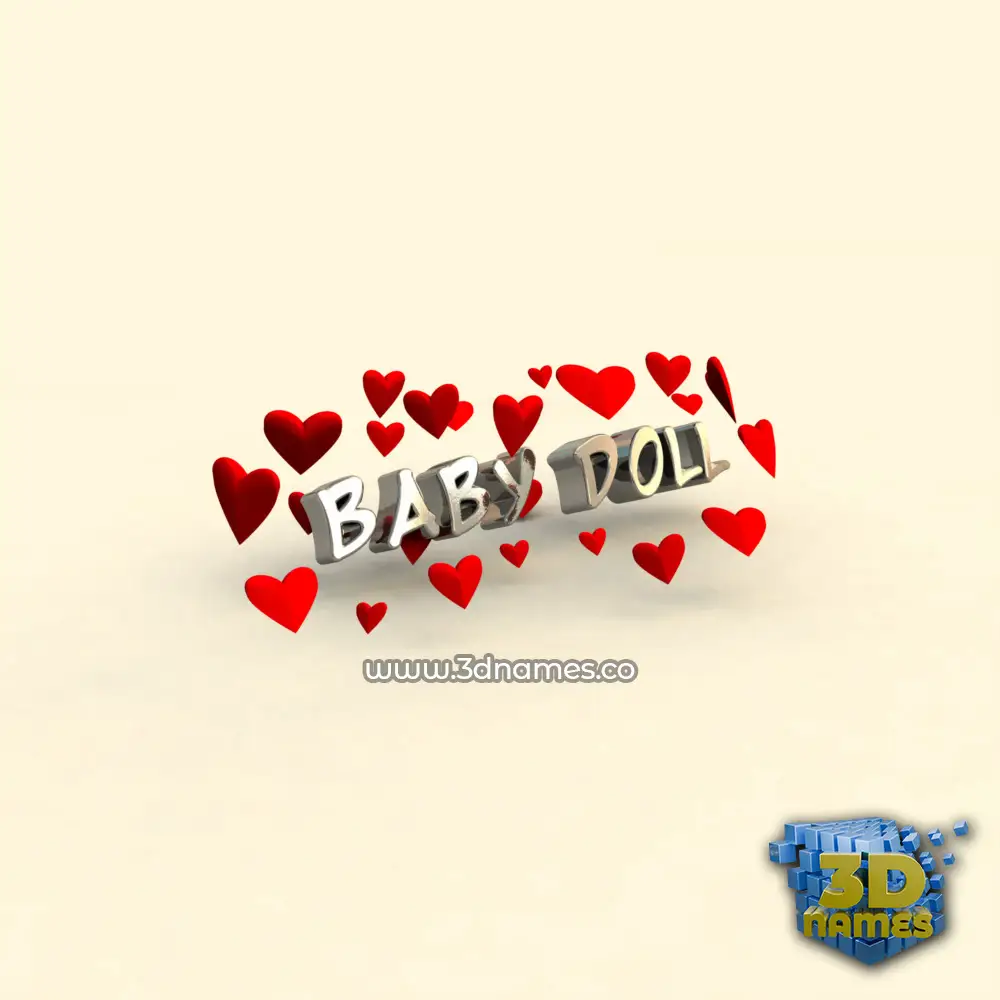baby doll in In Love style - 3D name wallpaper