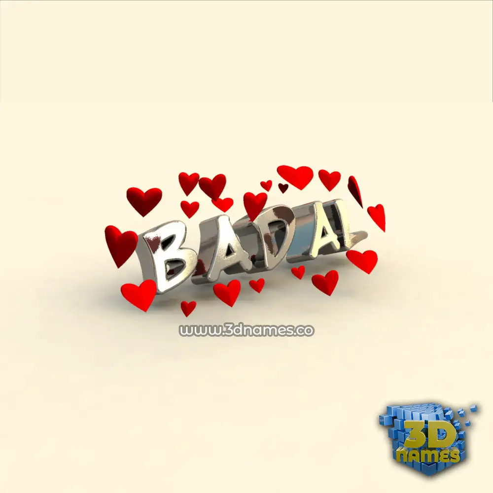 badal in In Love style - 3D name wallpaper