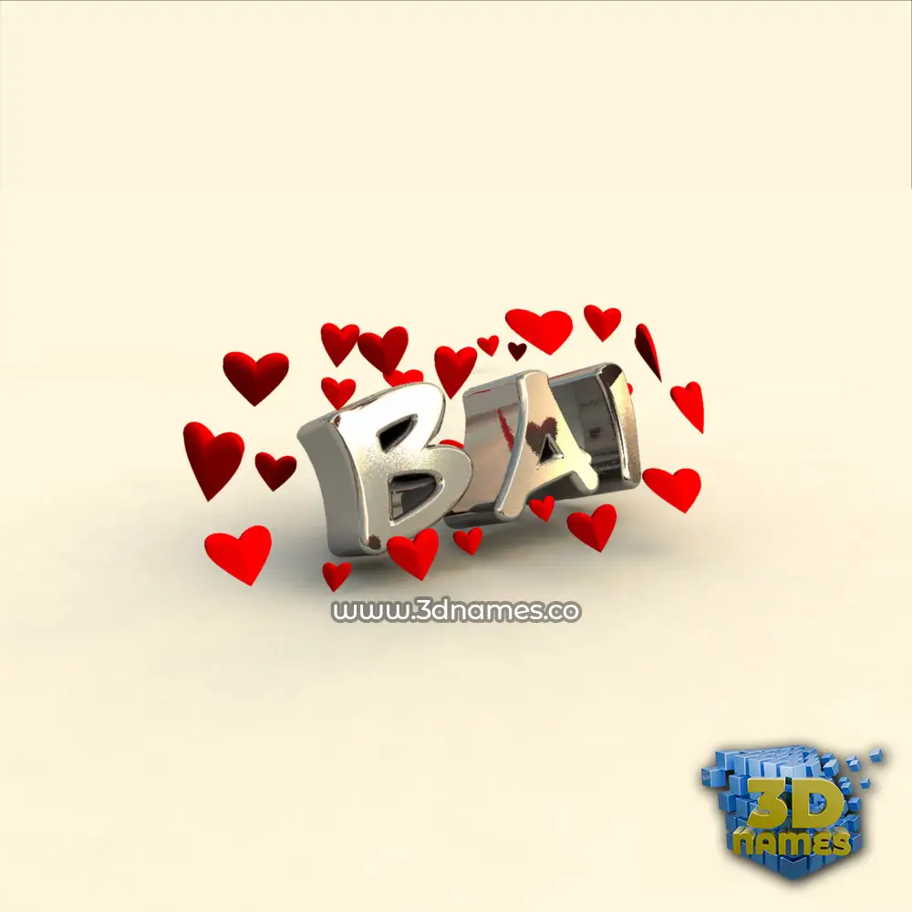 bai in In Love style - 3D name wallpaper
