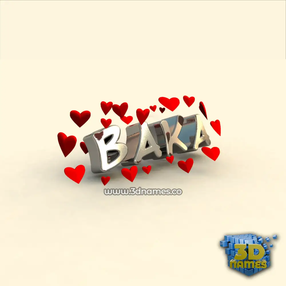 baka in In Love style - 3D name wallpaper