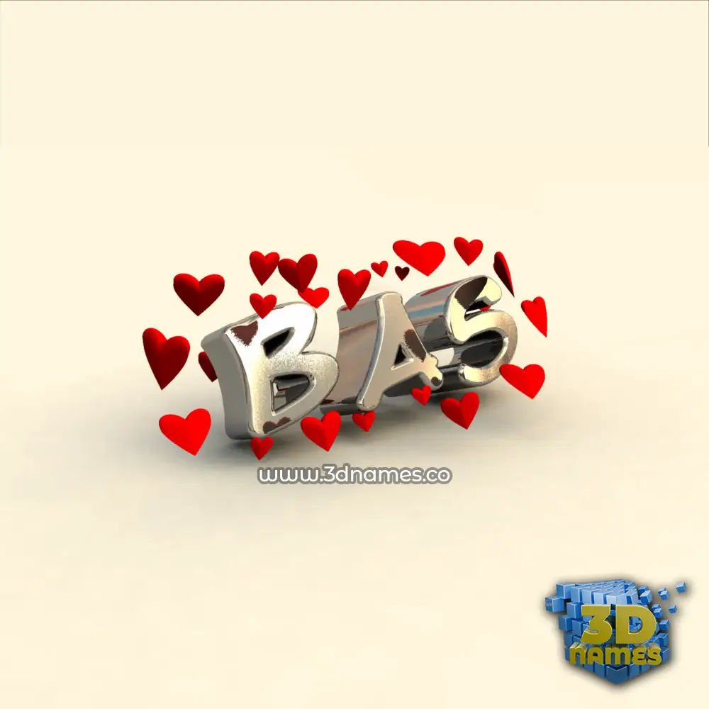 bas in In Love style - 3D name wallpaper