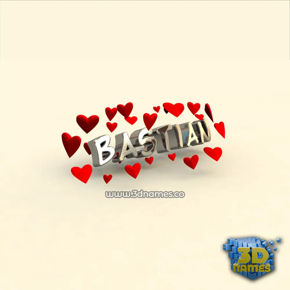bastian in In Love style - 3D name wallpaper