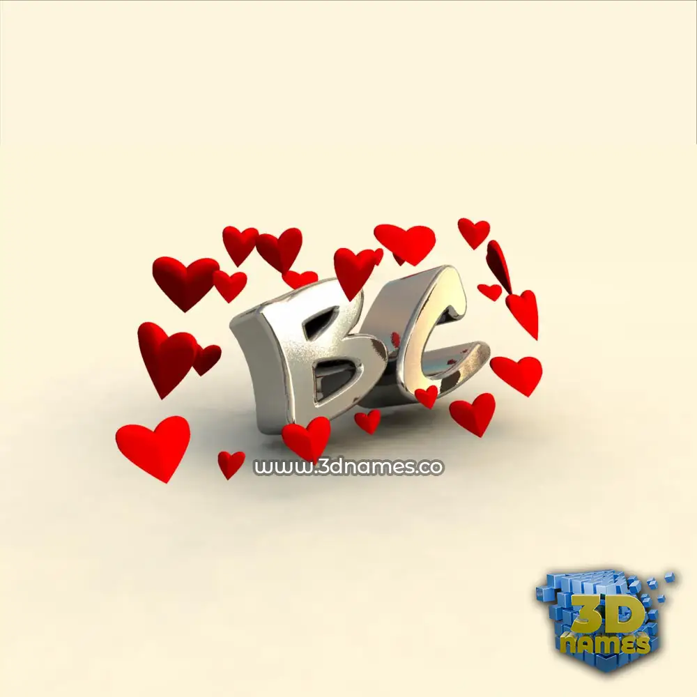 bc in In Love style - 3D name wallpaper