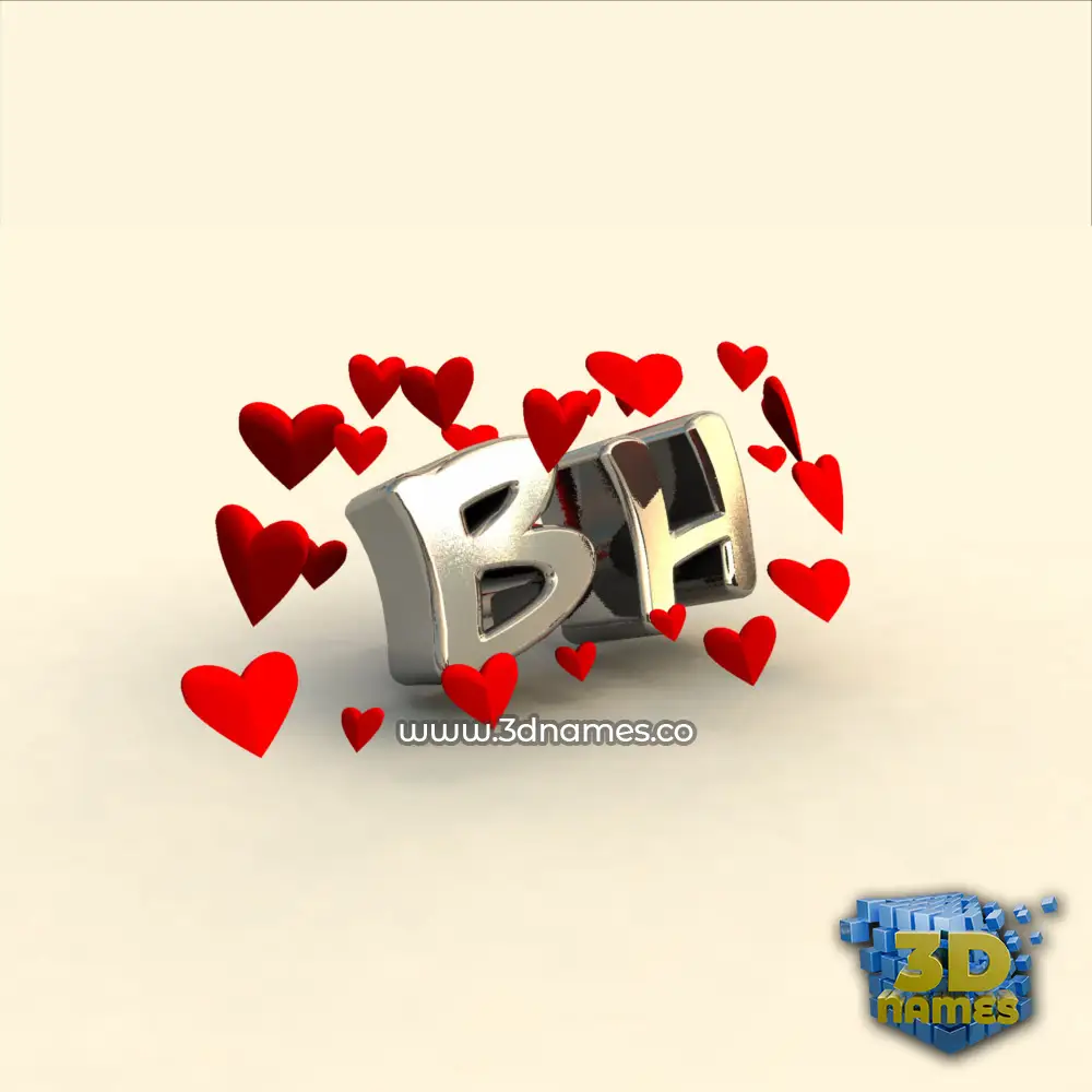 bh in In Love style - 3D name wallpaper