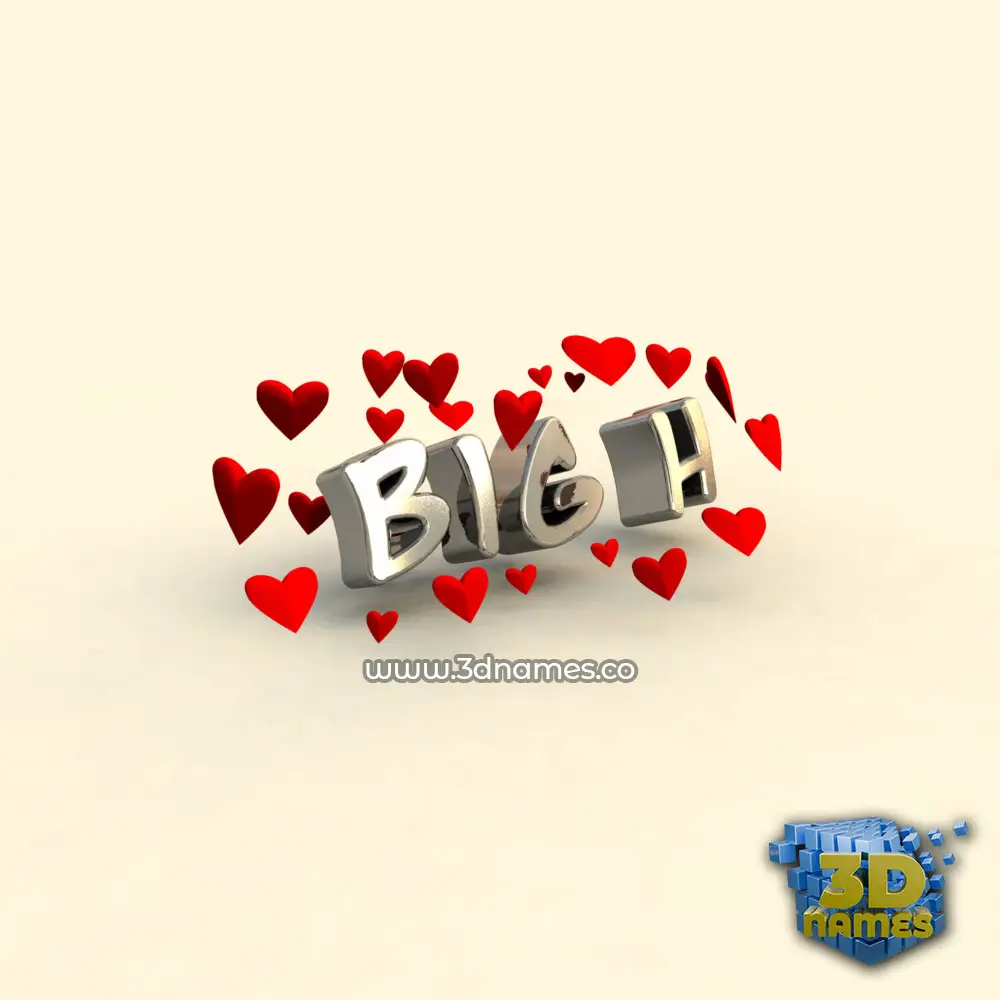 big h in In Love style - 3D name wallpaper