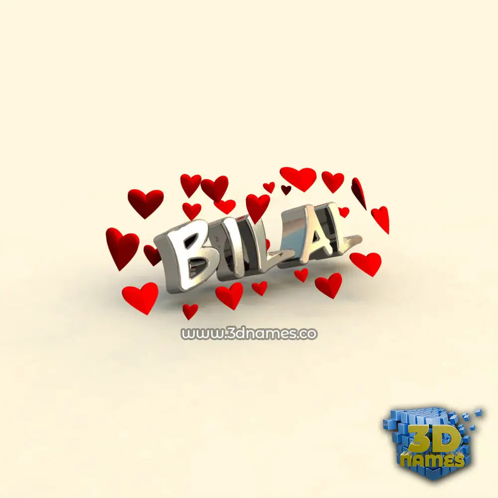bilal in In Love style - 3D name wallpaper