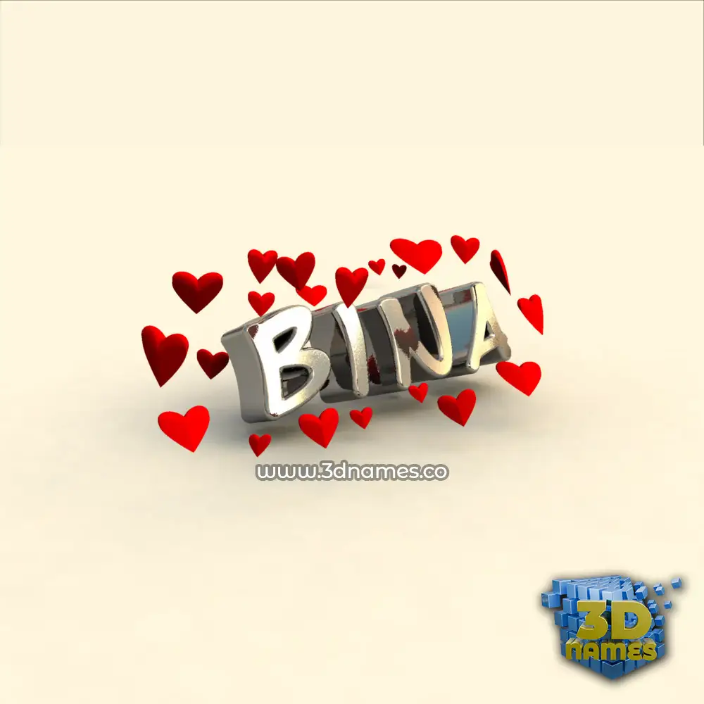 bina in In Love style - 3D name wallpaper