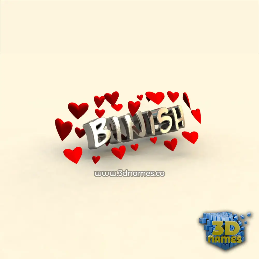 binish in In Love style - 3D name wallpaper