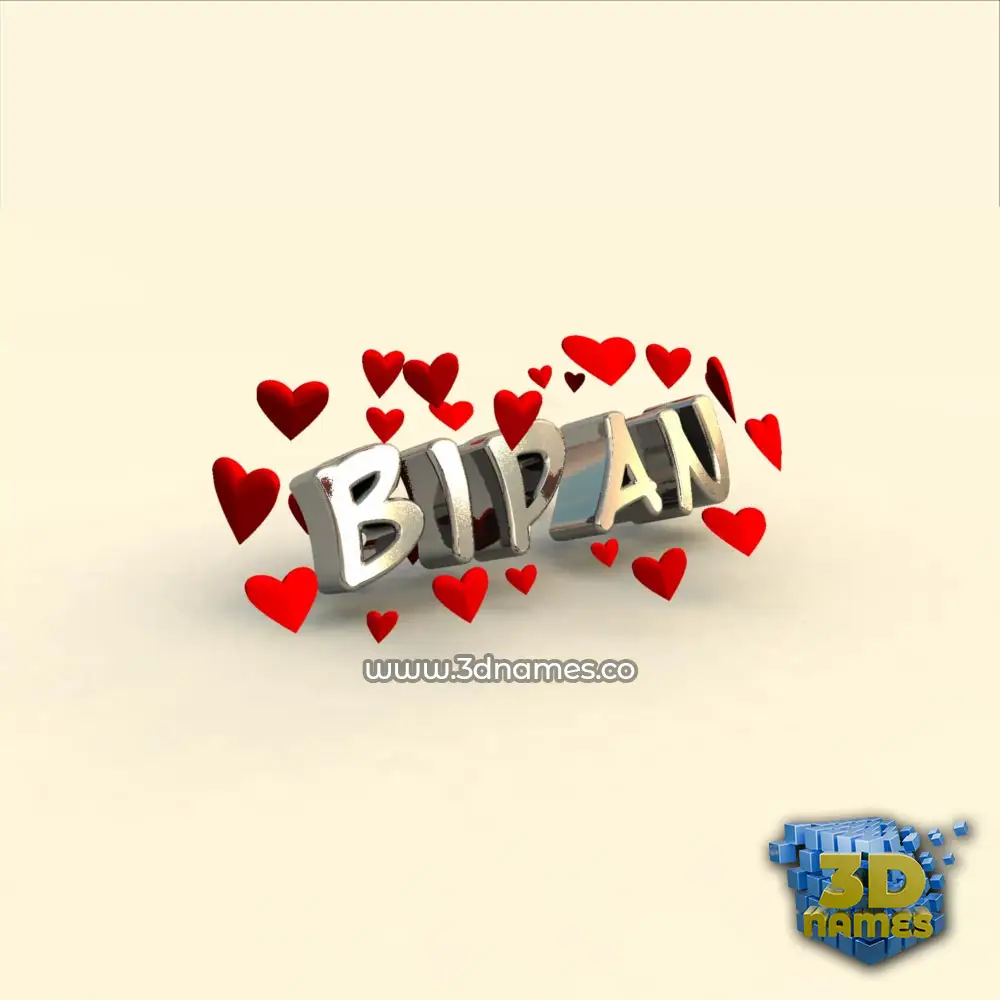 bipan in In Love style - 3D name wallpaper